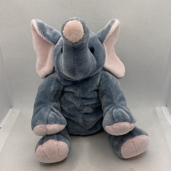 Ty Pluffies Winks The Elephant Tylux 9” Baby Plush Stuffed Animal Gray Pink - Picture 11 of 12